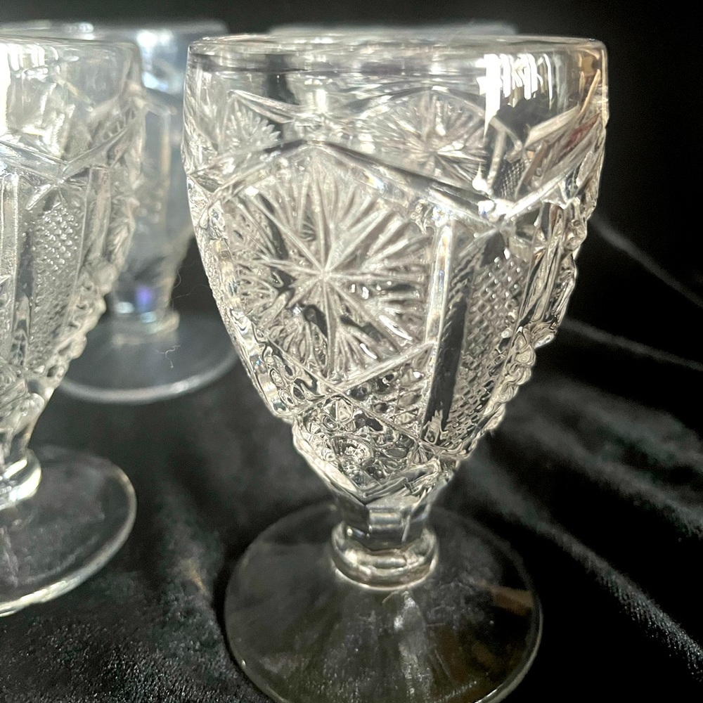 9 Imperial Glass 1960’s small wines.  Heavy glass. Great for your toasts.
